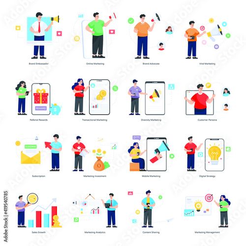 Online Marketing Flat Vector Illustrations
