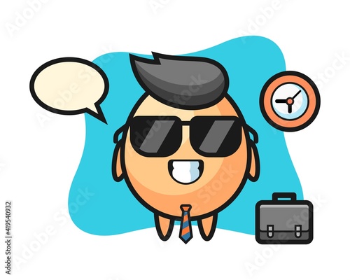 Cartoon mascot of egg as a businessman