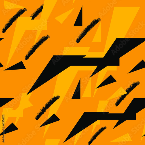 Abstract sports background various shapes on yellow, texture for design, seamless pattern, vector illustration