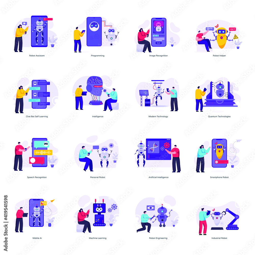 Pack of Artificial Intelligence Flat Illustrations
Pack of Artificial Intelligence Flat Illustrations