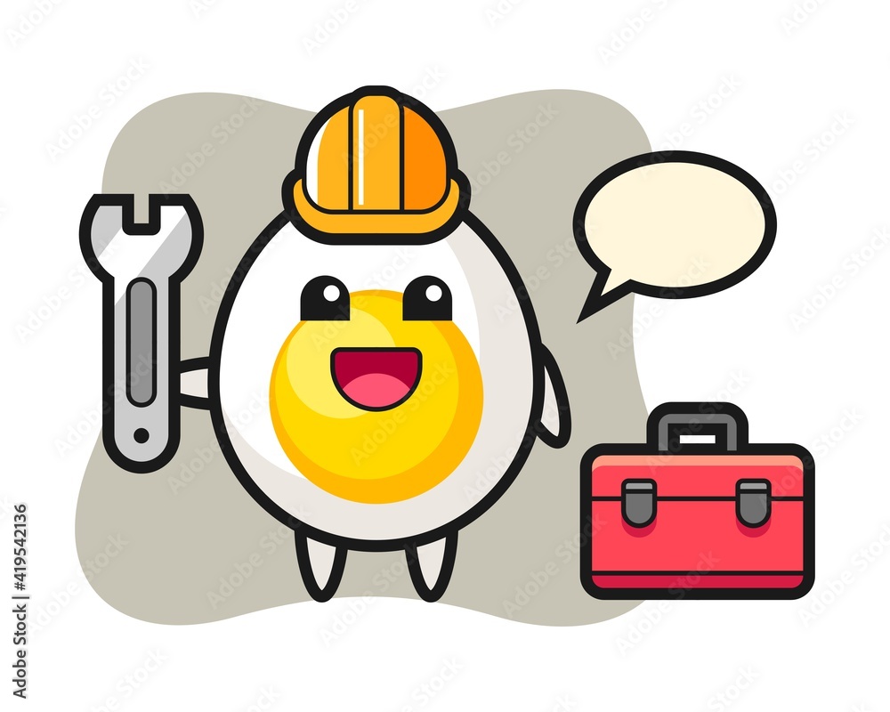 Mascot cartoon of boiled egg as a mechanic Mascot cartoon of boiled egg as a mechanic