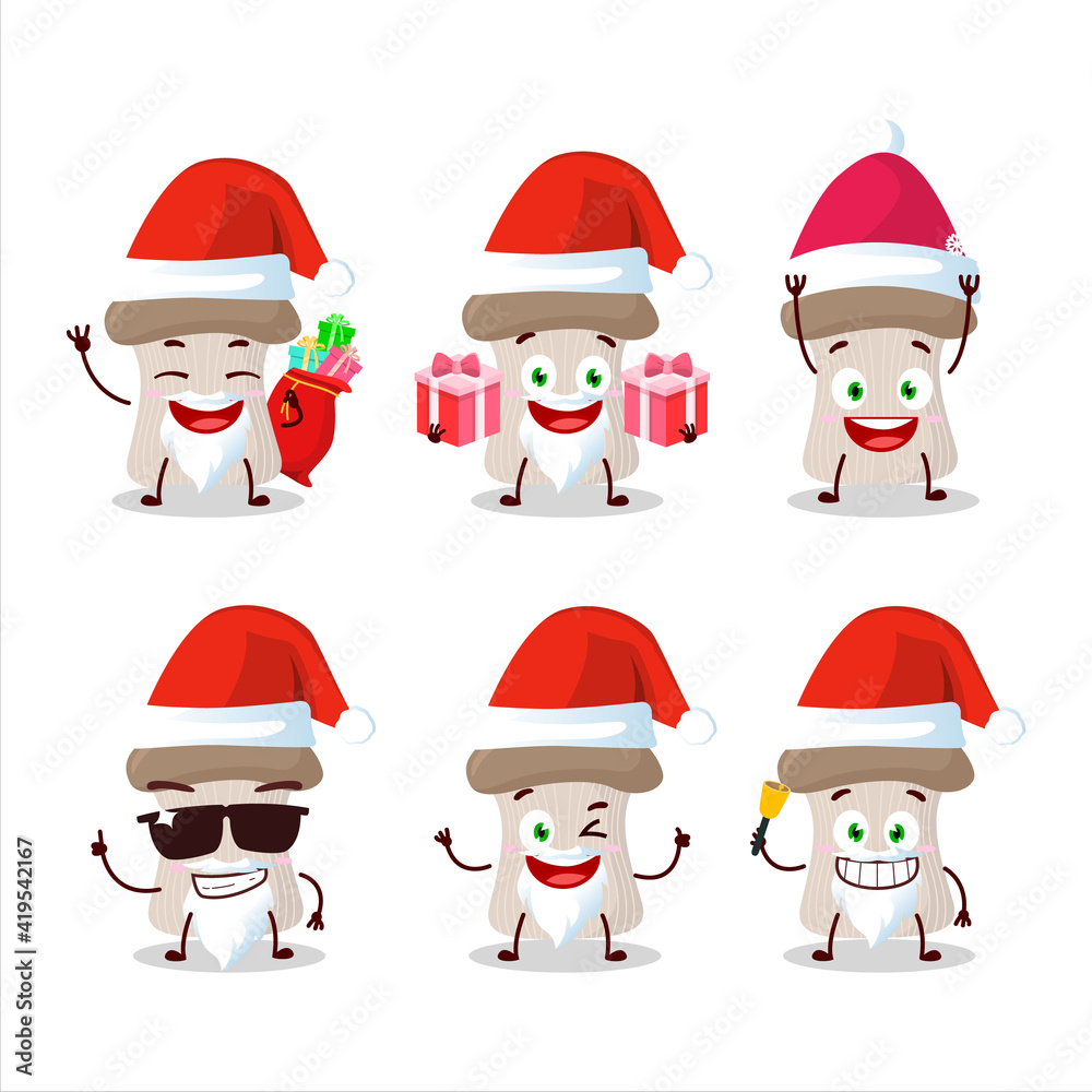 Santa Claus emoticons with oyster mushroom cartoon character