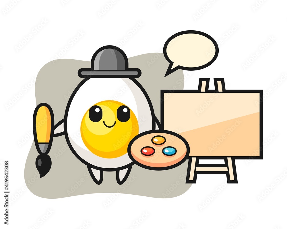 Illustration of boiled egg mascot as a painter Illustration of boiled egg mascot as a painter