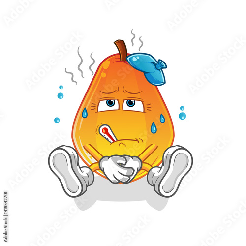papaya sick vector. cartoon character