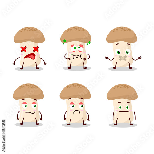 Shimeji mushroom cartoon character with nope expression