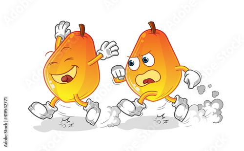 papaya play chase cartoon. cartoon mascot vector