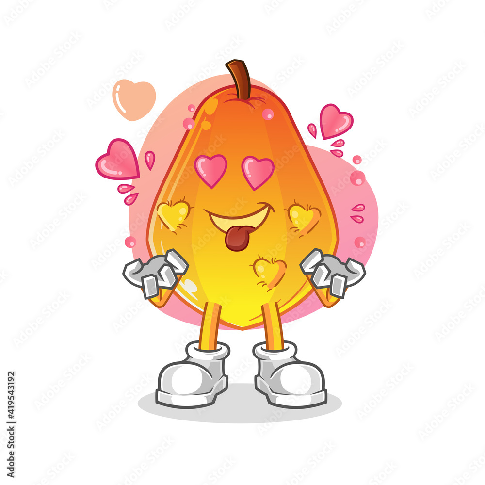 papaya fallin love vector. cartoon character papaya fallin love vector. cartoon character