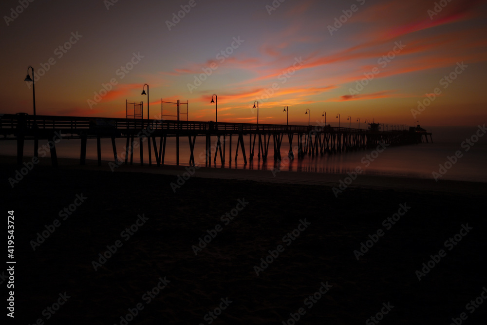 Sunset seascape with panoramic view and copy space of the Imperial Beach Pier, in San Diego Southern California Sunset seascape with panoramic view and copy space of the Imperial Beach Pier, in San Diego Southern California