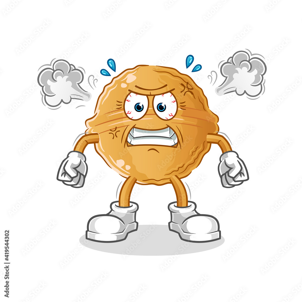 walnut very angry mascot. cartoon vector walnut very angry mascot. cartoon vector