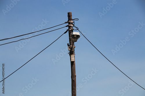 Single Street Light with Electricity Cables Leading Off