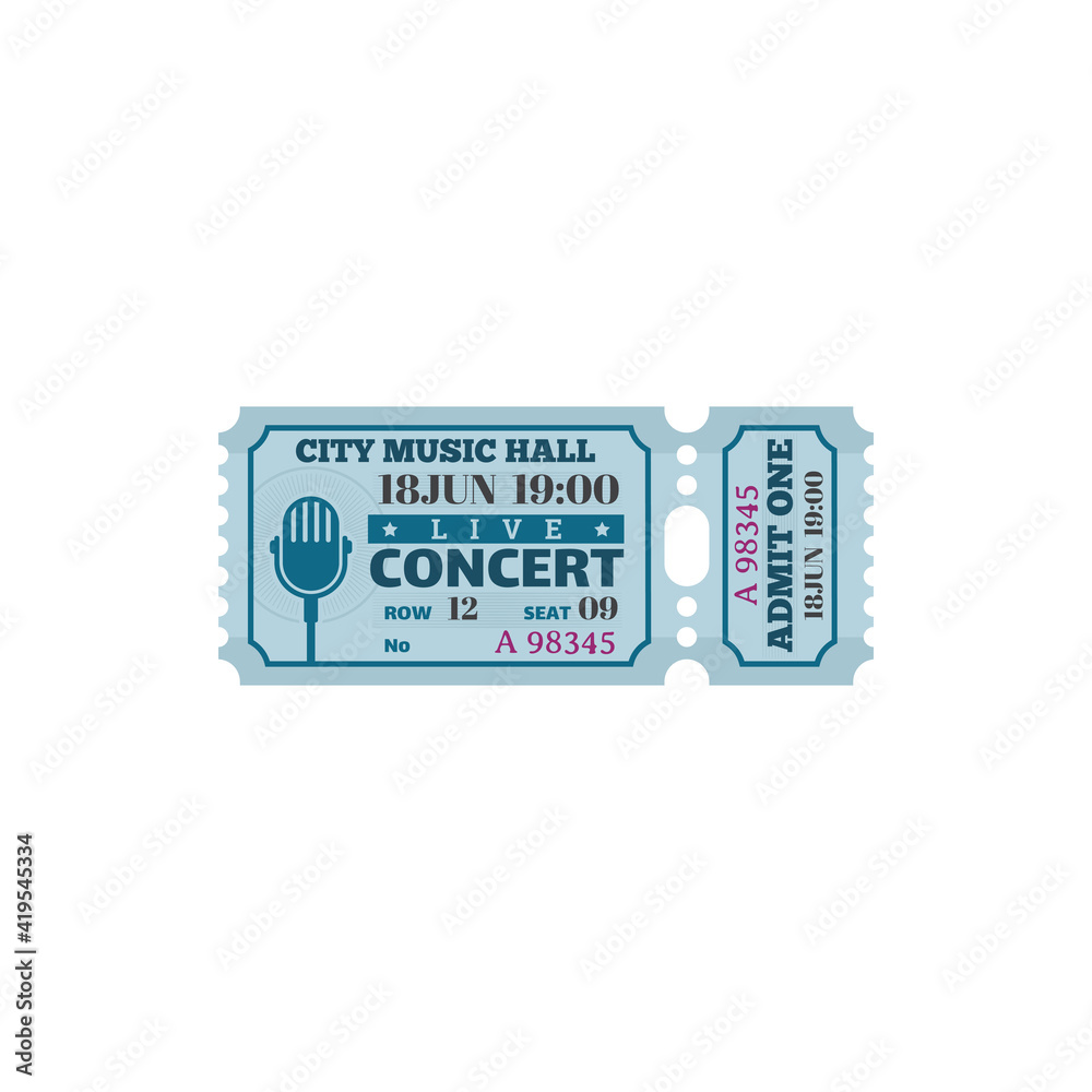 Live music concert in city hall isolated ticket vintage coupon, price and date, access single entry on cultural event. Microphone sign, performance with singers, musical instruments, musical festival Live music concert in city hall isolated ticket vintage coupon, price and date, access single entry on cultural event. Microphone sign, performance with singers, musical instruments, musical festival
