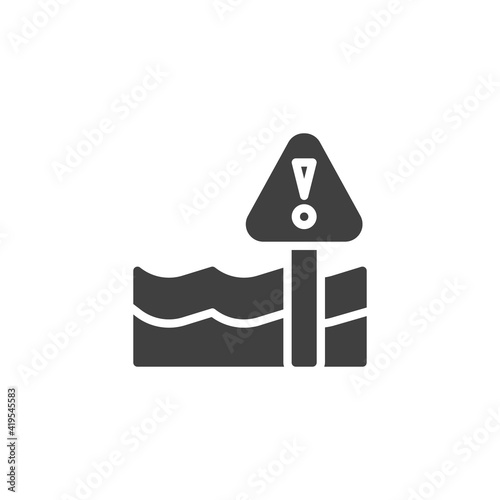 Stop water pollution vector icon. filled flat sign for mobile concept and web design. Caution water, hazard sign glyph icon. Symbol, logo illustration. Vector graphics