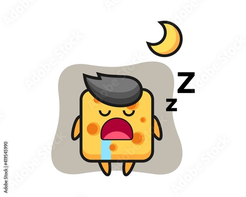 Cheese character illustration sleeping at night