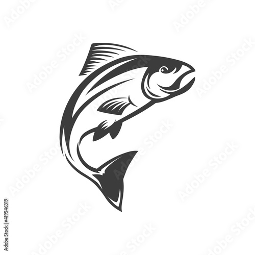 Wahoo scombrid fish, underwater animal fishery trophy mascot isolated monochrome icon. Vector pelagic fish, short indian mackerel, fishing sport trophy saltwater tuna mackerel atlantic chub