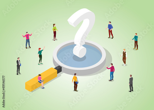 searching for answer concept with modern isometric style