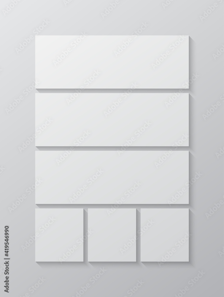 Vector empty collage six frames, images photo Vector empty collage six frames, images photo