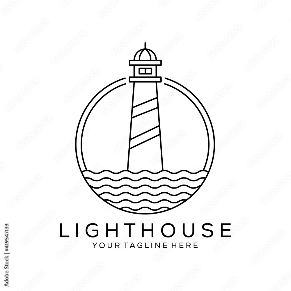 lighthouse tower logo in circle frame vector illustration design lighthouse tower logo in circle frame vector illustration design