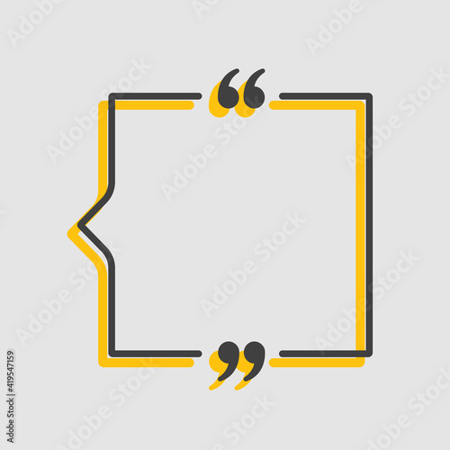 Quote square text with bracket, vector banner