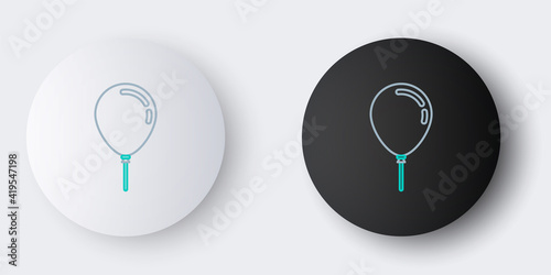 Line Balloon with ribbon icon isolated on grey background. Colorful outline concept. Vector.