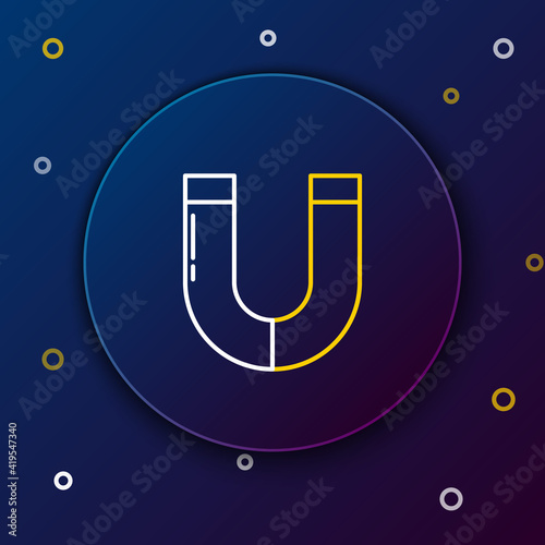 Line Magnet icon isolated on blue background. Horseshoe magnet, magnetism, magnetize, attraction. Colorful outline concept. Vector.