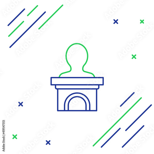 Line Stage stand or debate podium rostrum icon isolated on white background. Conference speech tribune. Colorful outline concept. Vector.