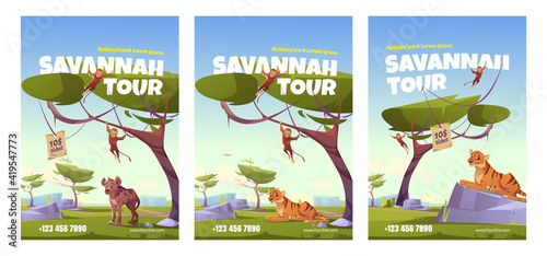 Savannah tour poster with african animals