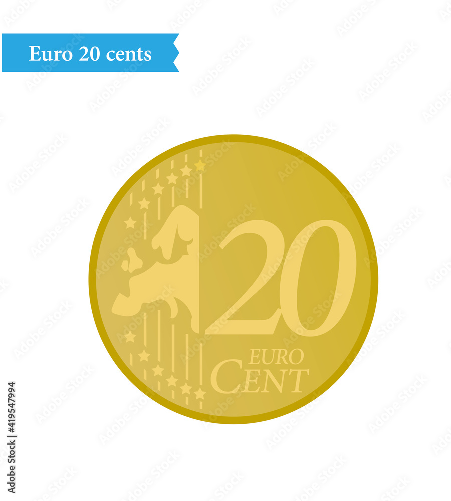 Euro coin currency 20 cents vector illustration Euro coin currency 20 cents vector illustration