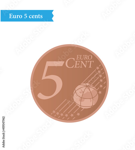 Euro coin currency 5 cents vector illustration