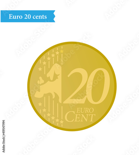 Euro coin currency 20 cents vector illustration
