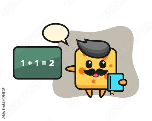 Illustration of cheese character as a teacher