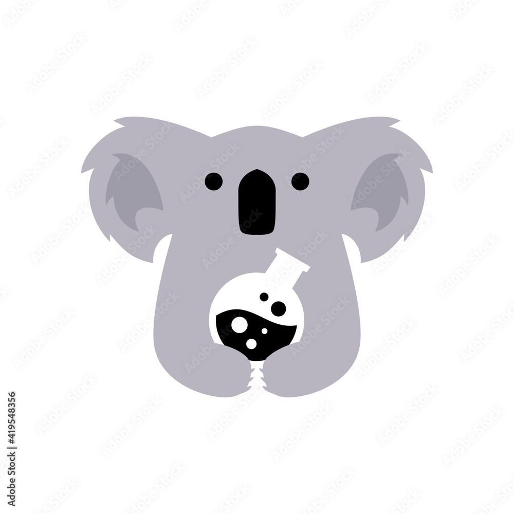 koala lab glass flask negative space logo vector icon illustration koala lab glass flask negative space logo vector icon illustration