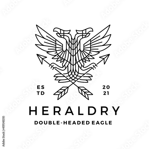 double headed eagle heraldry heraldic monoline t shirt logo vector icon illustration