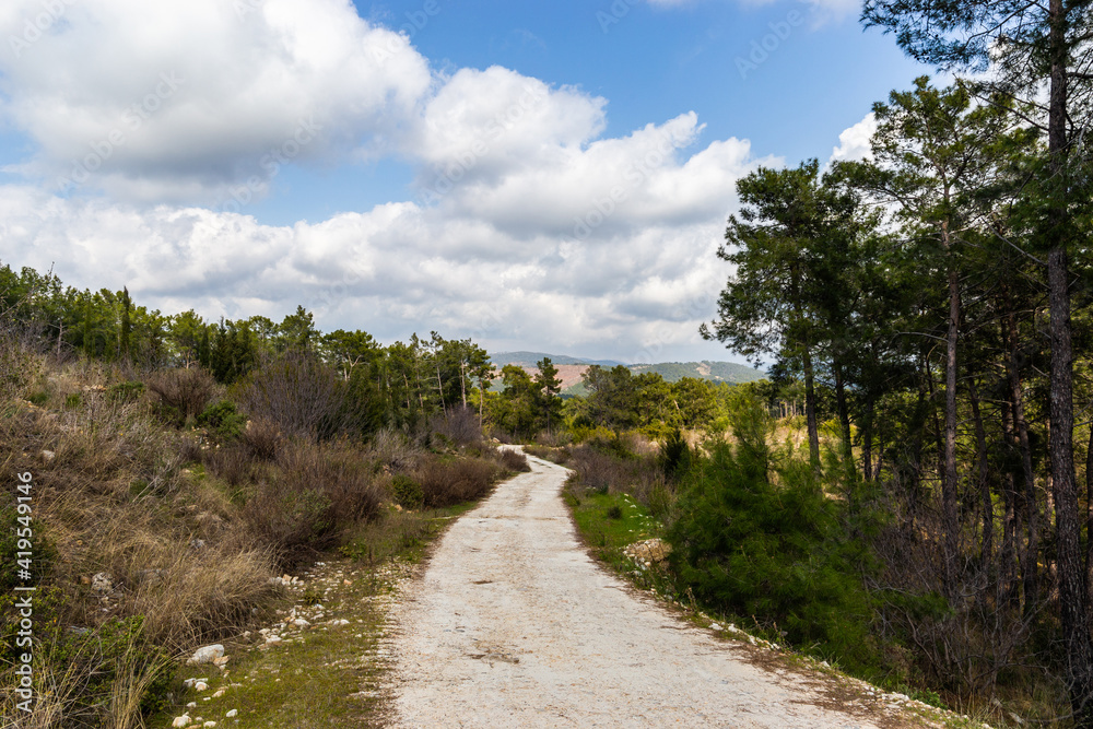 Landscape, rural road and green hills. Landscape, rural road and green hills.