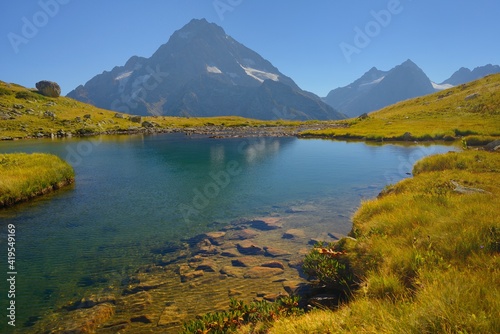 Lake in mountains photo