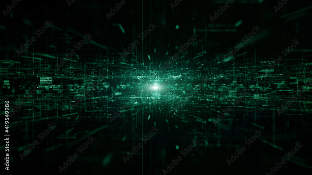 Digital cyberspace and digital data network connections concept. Transfer digital data hi-speed internet, Future technology digital abstract background concept. 3d rendering