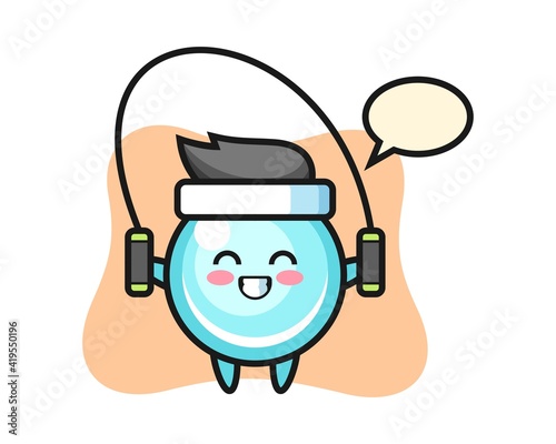Bubble character cartoon with skipping rope