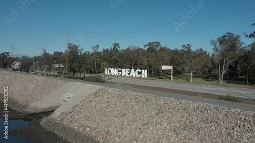 Wallpaper Mural Drone shot of Long Beach sign Torontodigital.ca