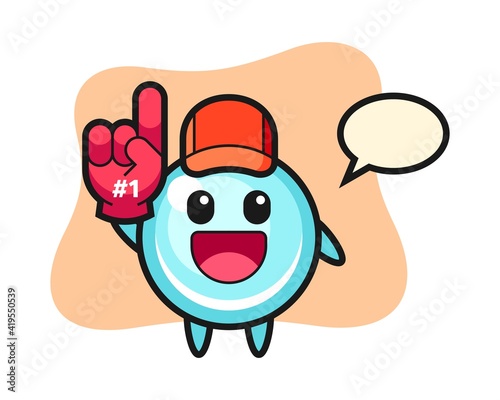Bubble illustration cartoon with number 1 fans glove