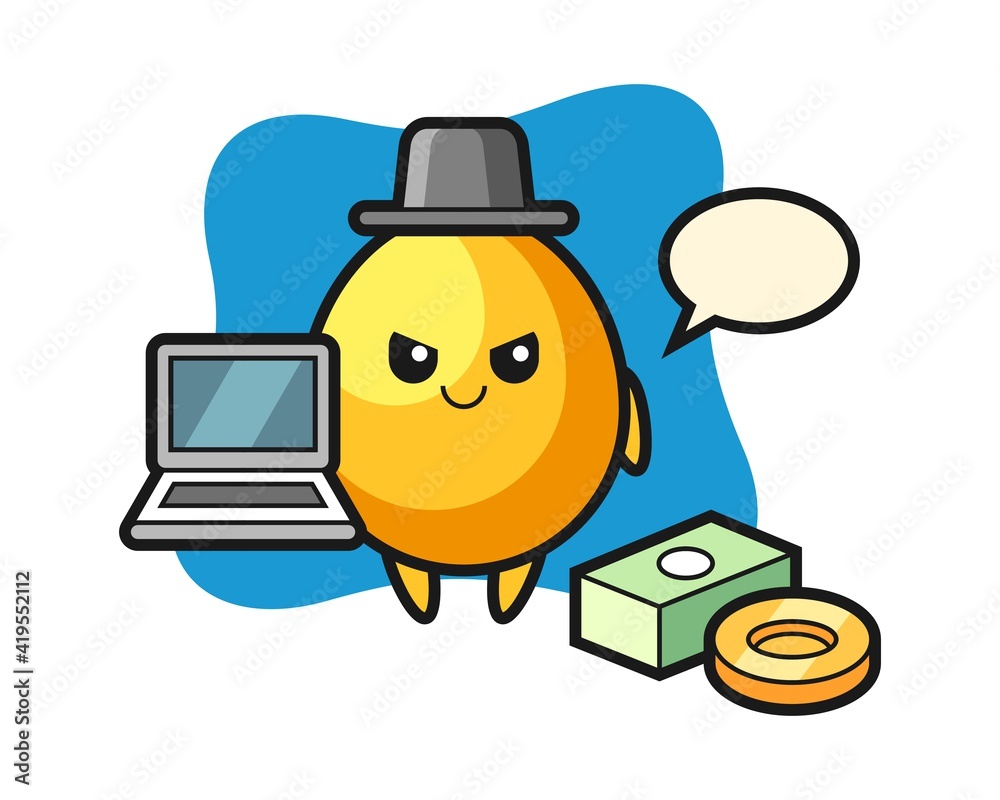 Mascot illustration of golden egg as a hacker