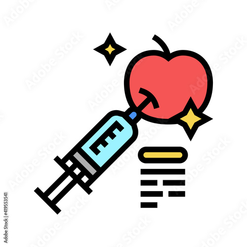 fruits genetic syringe color icon vector. fruits genetic syringe sign. isolated symbol illustration