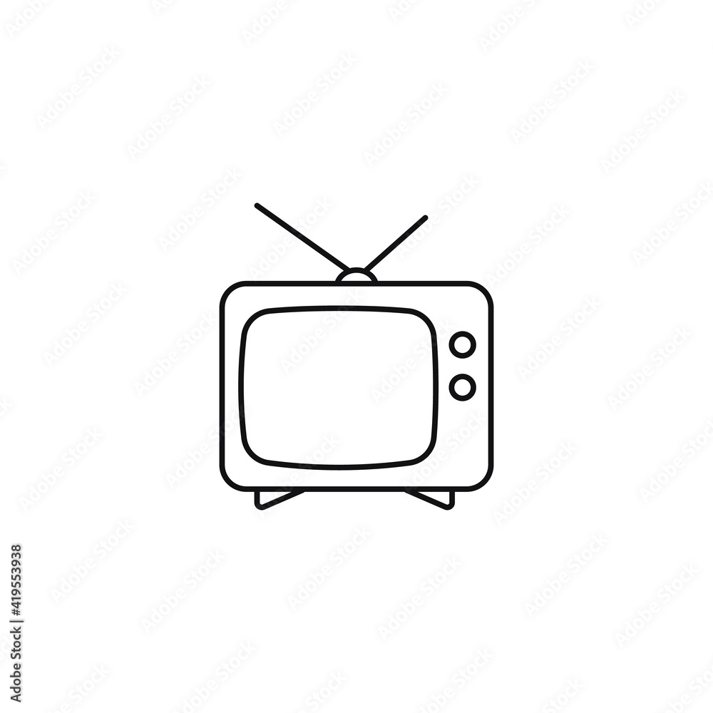 Tv icon, Television symbol in outline style Tv icon, Television symbol in outline style