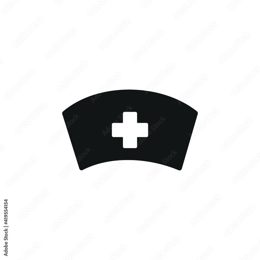 Nurse hat icon in trendy flat style design. Nurse hat icon in trendy flat style design.