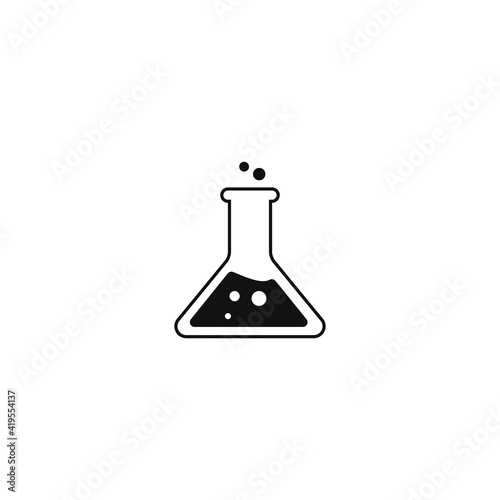 Erlenmeyer flask and test tube icon in trendy flat style design