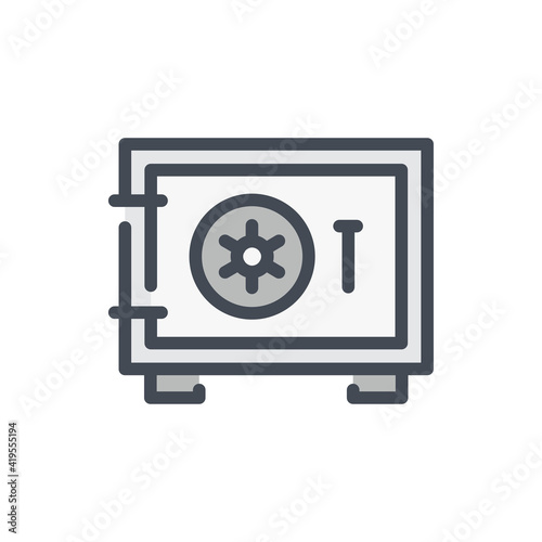 Money safe and Locker color line icon. Bank safe box vector outline colorful sign.