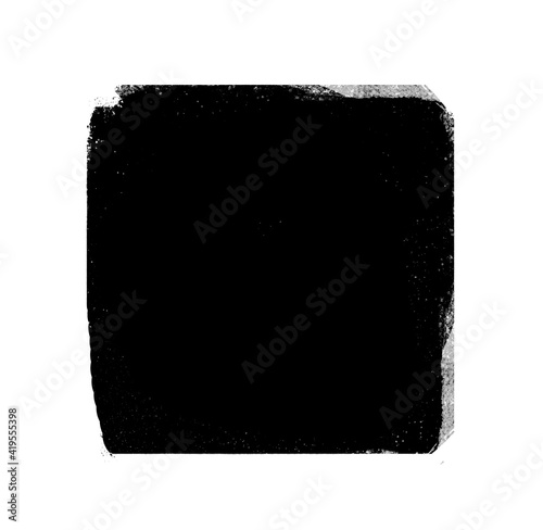 Watercolor black sqaure on white background