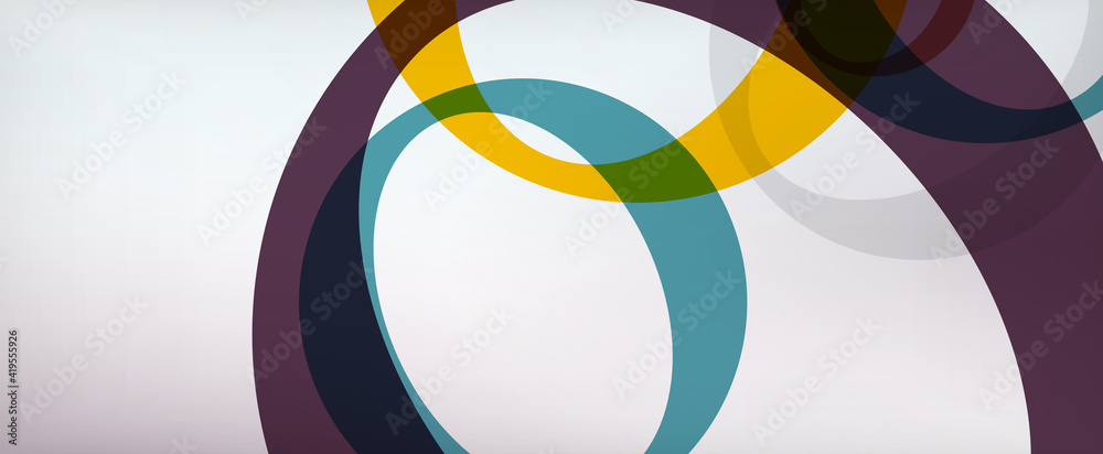 Fototapeta premium Ring geometric shapes, o letter repetition wallpaper. Abstract background for business or technology presentations, internet posters or web brochure covers