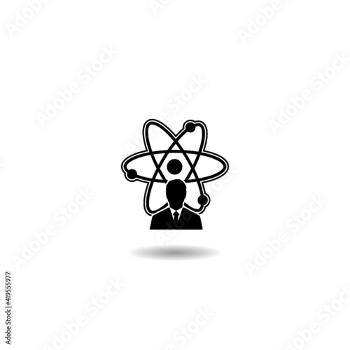 Person with symbol of science icon with shadow