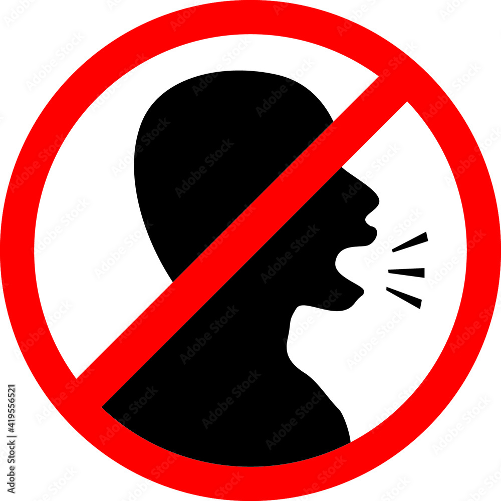 Do not shave loudly, do not speak loudly, do not loudly, Stop talking  vector sign on white background Stock Vector | Adobe Stock