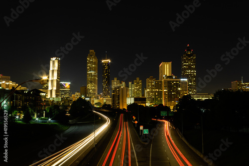 jackson street bridge atlanta light trails skyline