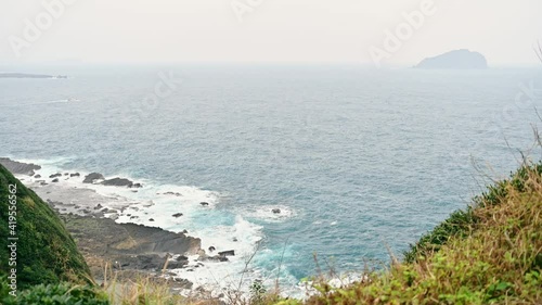 Timelapse of the seascape view on the mountain top. photo